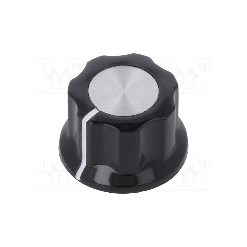1 pcs x TE Connectivity - 5-1437624-0 - Knob, with flange, plastic, Øshaft: 6.35mm, Ø15.7x12mm, black, PKES