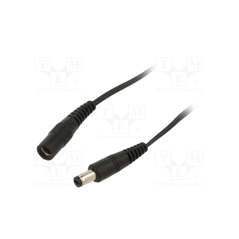 1 pcs x WEST POL - P25-C21-T050-050BK - Cable, 2x0.5mm2, DC 5,5/2,1 plug,DC 5,5/2,5 plug, straight, 0.5m