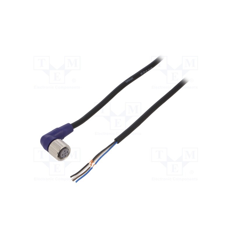 1 pcs x OMRON - XS2F-LM12PVC4A2M - Connection lead, M12, PIN: 4, angled, 2m, plug, 0.8A, -10÷65°C, PVC