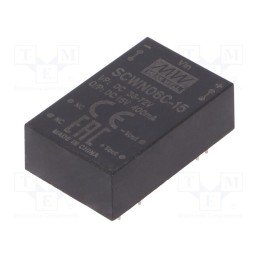 1 pcs x MEAN WELL - SCWN06C-15 - Converter: DC/DC, 6W, Uin: 36÷72V, Uout: 15VDC, Iout: 400mA, DIP24