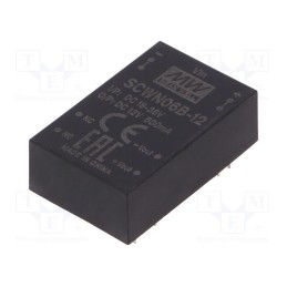 1 pcs x MEAN WELL - SCWN06B-12 - Converter: DC/DC, 6W, Uin: 18÷36V, Uout: 12VDC, Iout: 500mA, DIP24