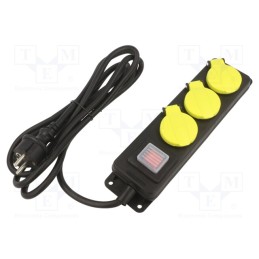 1 pcs x PLASTROL - W-99485 - Extension lead, 3x1.5mm2, Sockets: 3, rubber, black, 3m, 16A