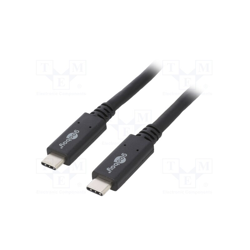 1 pcs x Goobay - 49252 - Cable, USB 3.2, USB C plug,both sides, 0.5m, black, 20Gbps, 100W