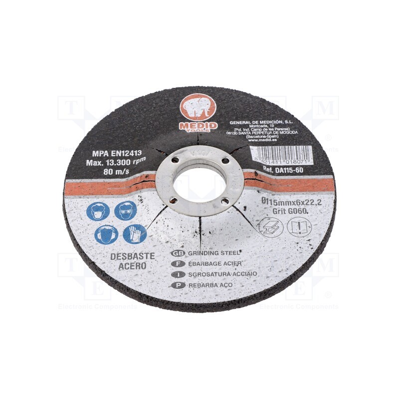 1 pcs x MEDID - DA11560 - Grinding wheels, Ø: 115mm, Øhole: 22mm, Disc thick: 6mm
