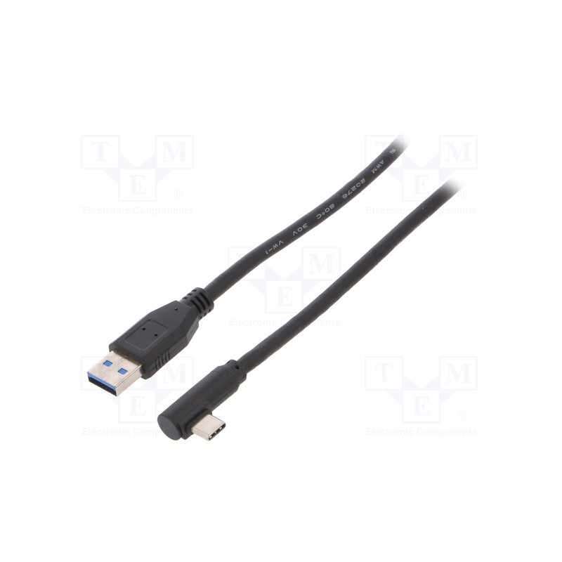 1 pcs x Goobay - 66500 - Cable, USB 3.0, USB A plug,USB C angled plug, 0.5m, black, 5Gbps