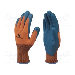 1 set x DELTA PLUS - VE733OR09 - Protective gloves, Size: 9, orange-navy blue, latex,polyester