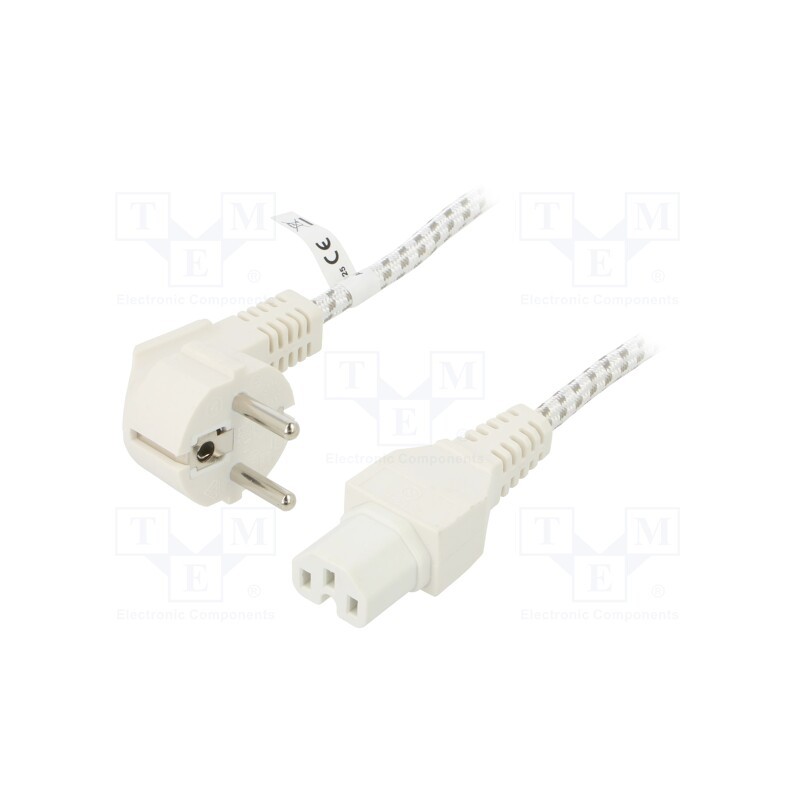 1 pcs x Goobay - 93314 - Cable, 3x0.75mm2, CEE 7/7 (E/F) plug,IEC C15 female, textile, 2m