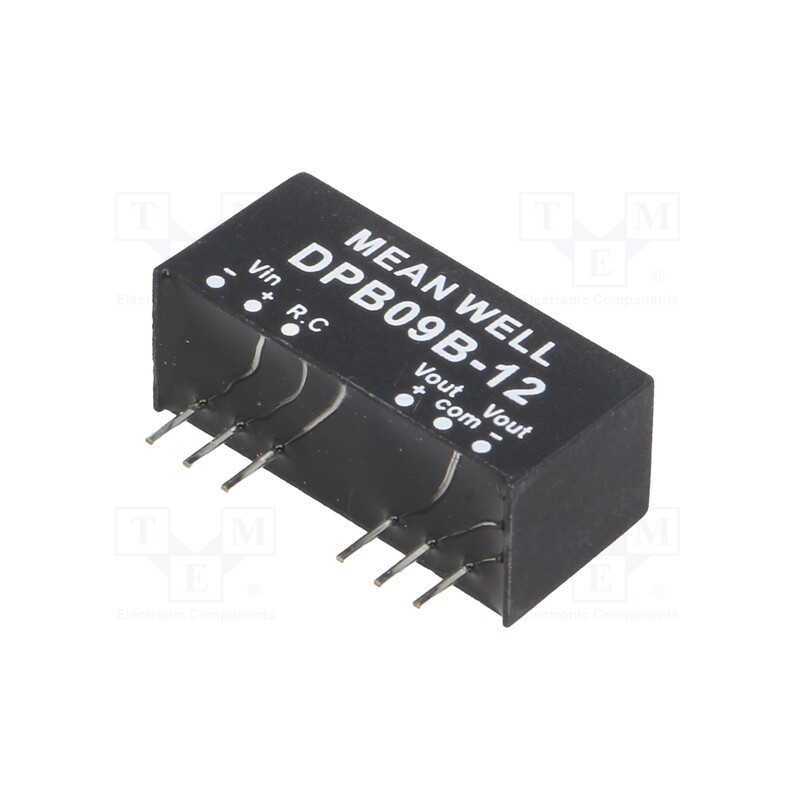 1 pcs x MEAN WELL - DPB09B-12 - Converter: DC/DC, 9W, Uin: 18÷36V, Uout: 12VDC, Uout2: -12VDC, SIP8