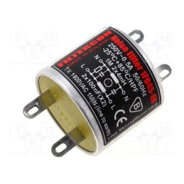 1 pcs x FILTERCON - 1FD45-0R - Filter: anti-interference, mains, 100nF, 4mH, Ioper.max: 0.5A, 250V