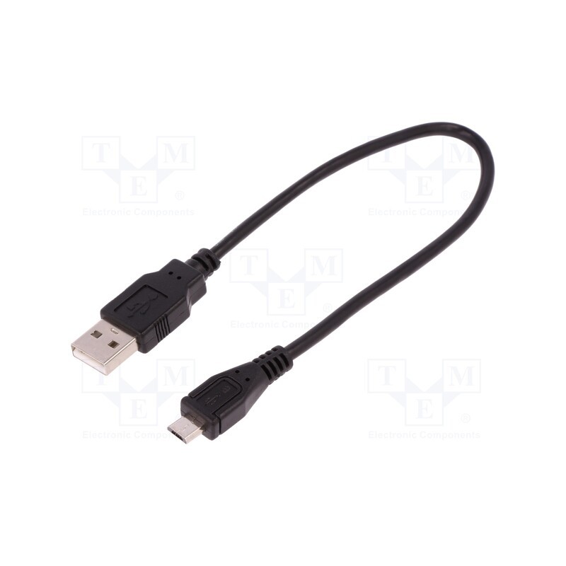 1 pcs x QOLTEC - 50494 - Cable, USB 2.0, USB A plug,USB B micro plug, 0.25m, black
