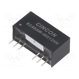 1 pcs x CINCON - EC4SAW-48S12HN - Converter: DC/DC, 5/6W, Uin: 18÷75V, Uout: 12VDC, Iout: 500mA, SIP8