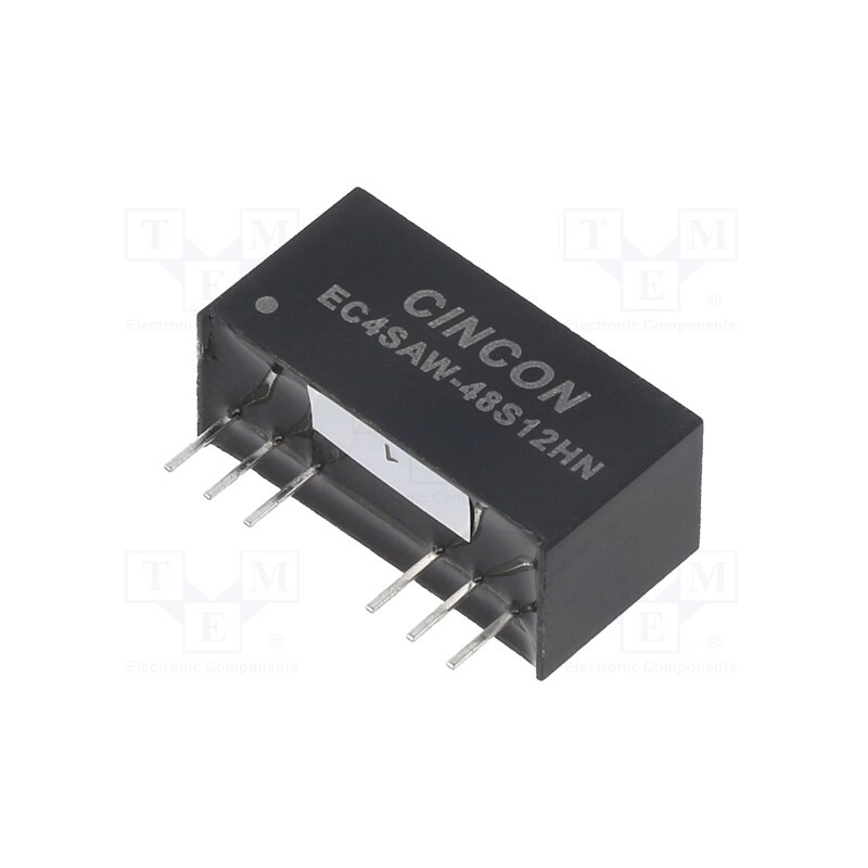 1 pcs x CINCON - EC4SAW-48S12HN - Converter: DC/DC, 5/6W, Uin: 18÷75V, Uout: 12VDC, Iout: 500mA, SIP8