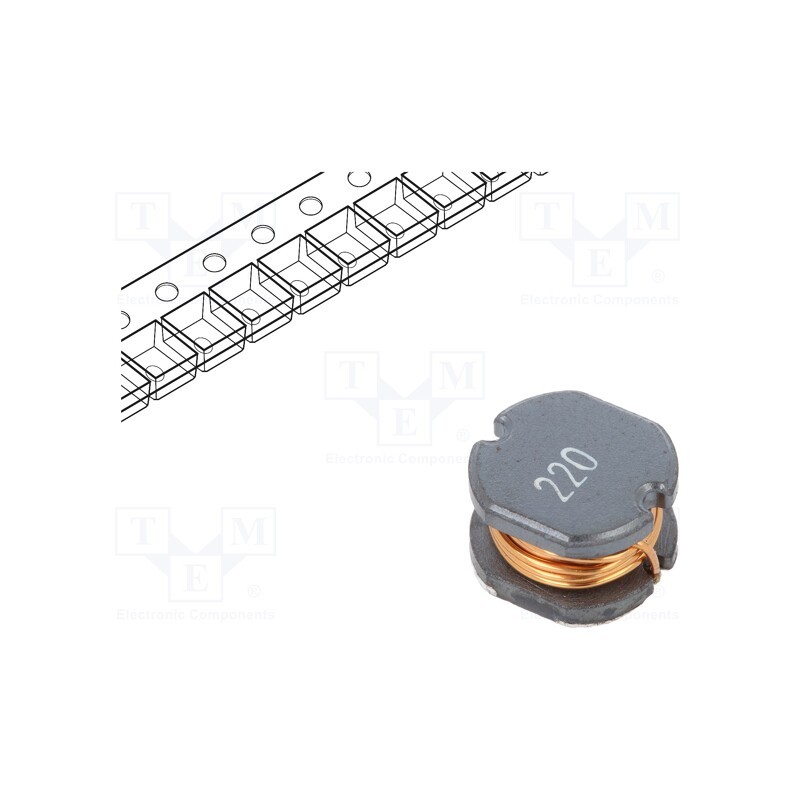 1 pcs x TRACO POWER - TCK-098 - Inductor: wire, SMD, 22uH, 110mΩ, -40÷125°C, ±20%, 7.8x7x5mm, 1.5A