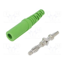 1 pcs x SCHu00dcTZINGER - FK 9 L NI / GN - Plug, 4mm banana, 32A, 33VAC, 70VDC, green, non-insulated, 2.5mm2