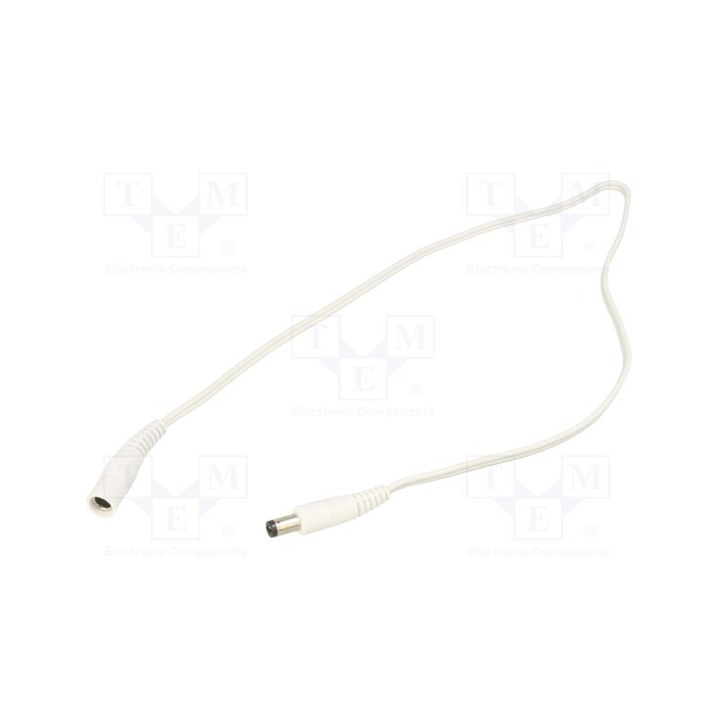 1 pcs x WEST POL - P21-C21-T050-050WH - Cable, 2x0.5mm2, DC 5,5/2,1 plug,DC 5,5/2,1 socket, straight