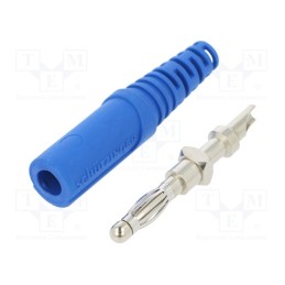 1 pcs x SCHu00dcTZINGER - FK 9 L NI / BL - Plug, 4mm banana, 32A, 33VAC, 70VDC, blue, non-insulated, 2.5mm2