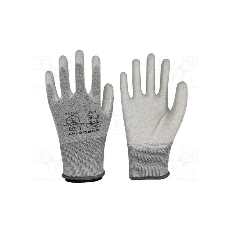 1 set x EUROSTAT GROUP - 51-680-0600B - Protective gloves, ESD, S, grey, &lt,10MΩ