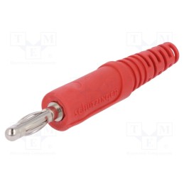 1 pcs x SCHu00dcTZINGER - FK 9 L NI / RT - Plug, 4mm banana, 32A, 33VAC, 70VDC, red, non-insulated, 2.5mm2