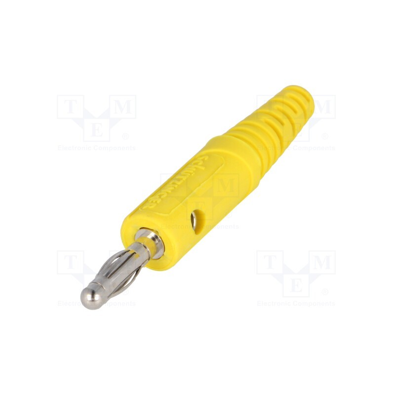 1 pcs x SCHu00dcTZINGER - FK 8 L NI / GE - Plug, 4mm banana, 32A, 33VAC, 70VDC, yellow, Max.wire diam: 4mm
