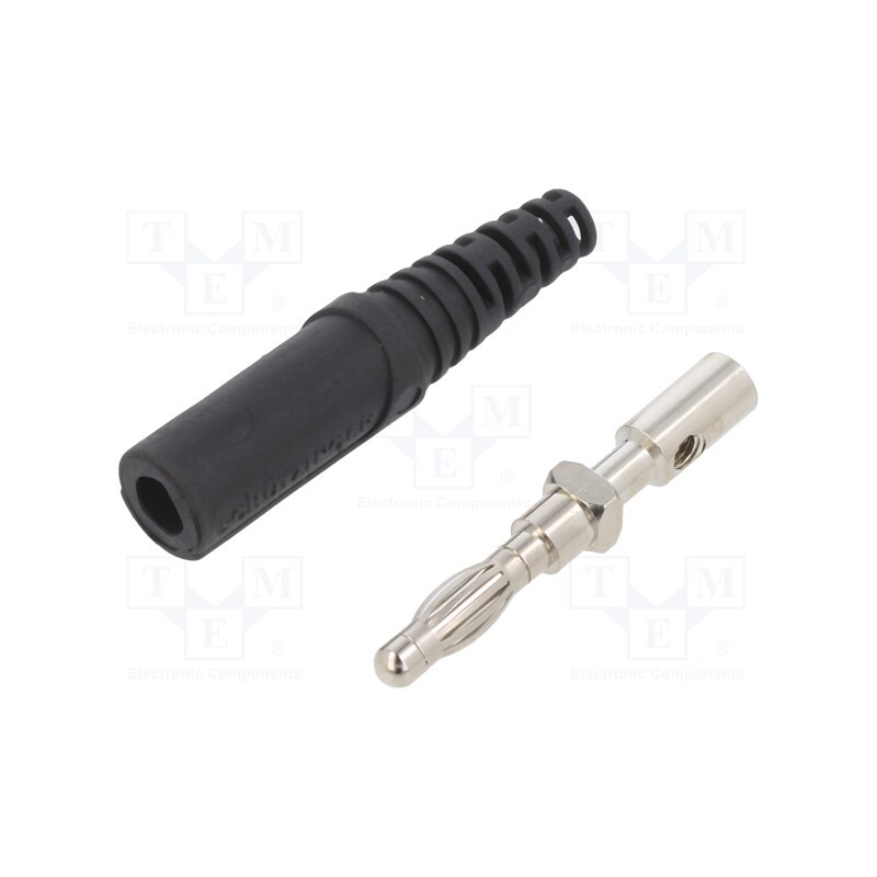 1 pcs x SCHu00dcTZINGER - FK 9 S NI / SW - Plug, 4mm banana, 32A, 33VAC, 70VDC, black, non-insulated, 2.5mm2