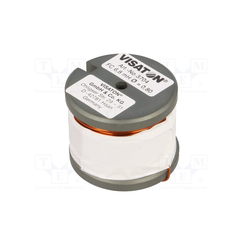 1 pcs x VISATON - 3704 - Inductor: coil, 6.8mH, 0.85Ω, 5.4A, Ø: 40mm, H: 30mm, Øcore: 0.8mm
