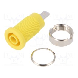 1 pcs x SCHu00dcTZINGER - SEB 6450 NI / GE - Socket, 4mm banana, 24A, 1kV, yellow, nickel plated, on panel, 34mm