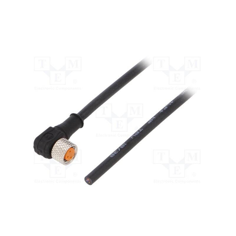 1 pcs x LUTRONIC - 0805 03 300 5M - Connection lead, M8, PIN: 3, angled, 5m, plug, 50VAC, 4A, -25÷80°C