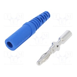 1 pcs x SCHu00dcTZINGER - FK 9 S NI / BL - Plug, 4mm banana, 32A, 33VAC, 70VDC, blue, non-insulated, 2.5mm2