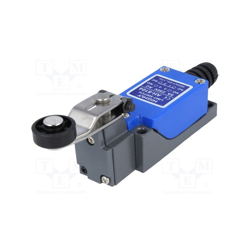 1 pcs x HIGHLY ELECTRIC - AH8104 - Limit switch, lever R 30mm, roller Ø18mm, NO + NC, 5A, IP64