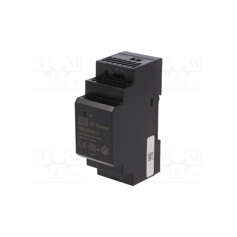 1 pcs x XP POWER - DRC30US15 - Power supply: switched-mode, for DIN rail, 30W, 15VDC, 2A, 89%