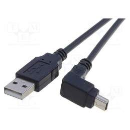 1 pcs x Goobay - 93971 - Cable, USB 2.0, USB A plug,USB B mini plug angle, 1.8m, black