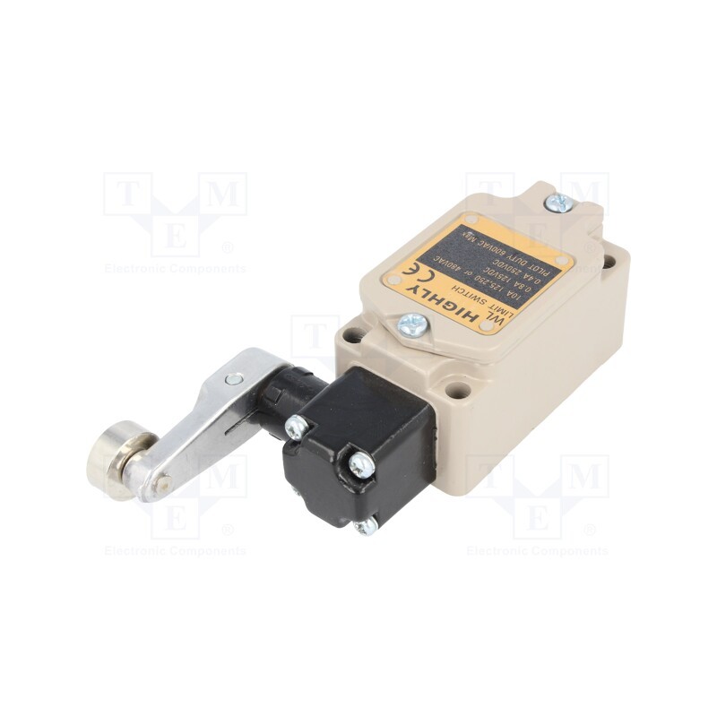 1 pcs x HIGHLY ELECTRIC - WL-5104 - Limit switch, lever R 38mm, metal roller Ø17,5mm, NO + NC, 10A