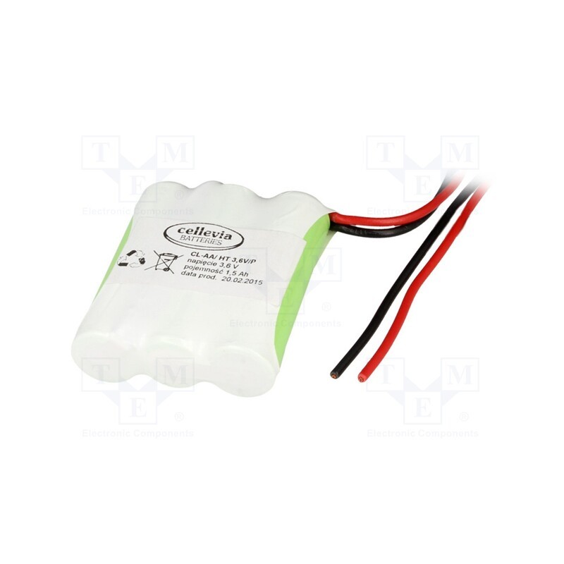 1 pcs x CELLEVIA BATTERIES - CL-AA/HT3.6V/P - Re-battery: Ni-MH, AA, 3.6V, 1600mAh, leads 250mm