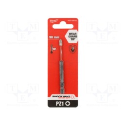 1 pcs x Milwaukee - 4932430862 - Screwdriver bit, Pozidriv®, PZ1, Overall len: 90mm, Kind: impact