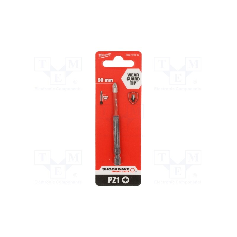 1 pcs x Milwaukee - 4932430862 - Screwdriver bit, Pozidriv®, PZ1, Overall len: 90mm, Kind: impact