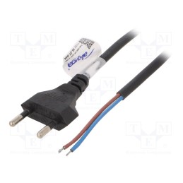 1 pcs x AKYGA - AK-OT-04A - Cable, 2x0.5mm2, CEE 7/16 (C) plug,wires, PVC, 1.5m, flat, black