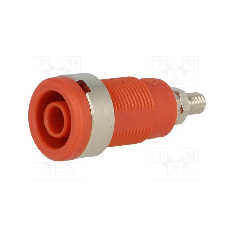 1 pcs x ELECTRO-PJP - 3265-I-RT - Socket, 4mm banana, 36A, Cutout: Ø12mm, red, nickel plated, 5mΩ