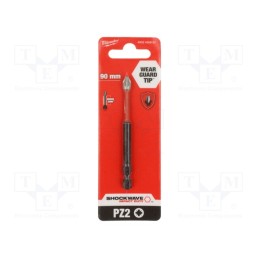 1 pcs x Milwaukee - 4932430867 - Screwdriver bit, Pozidriv®, PZ2, Overall len: 90mm, Kind: impact