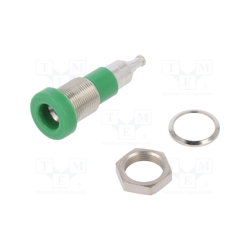 1 pcs x STu00c4UBLI - 23.0110-25 - Socket, 4mm banana, 25A, 30VAC, 60VDC, green, screw, insulated