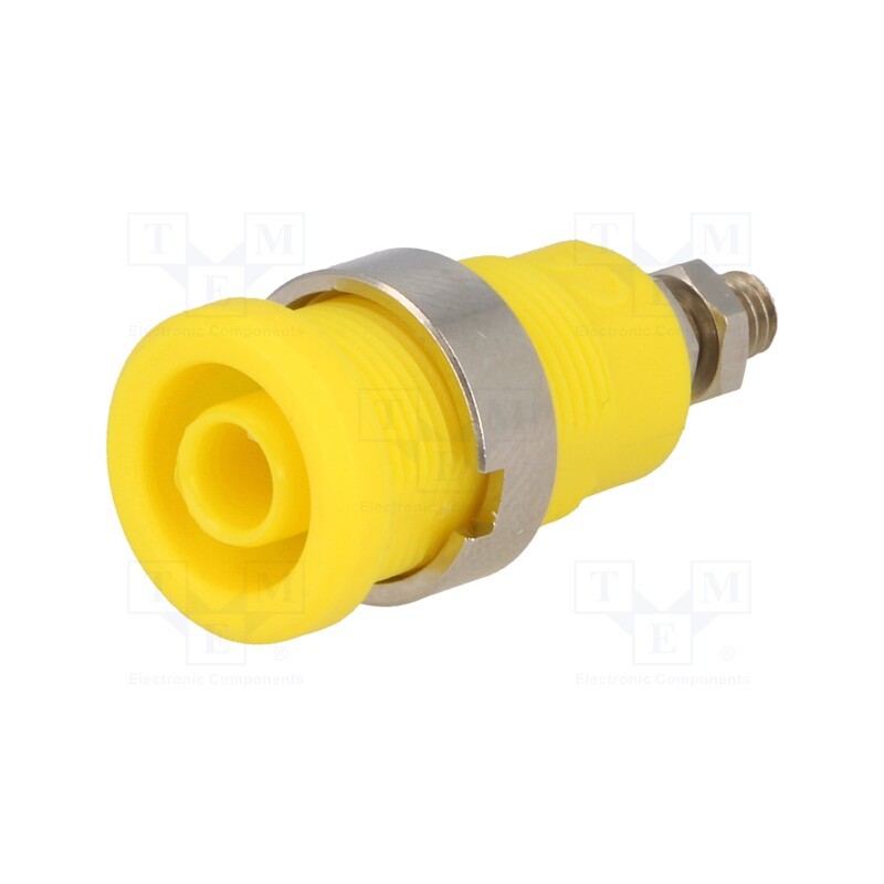 1 pcs x ELECTRO-PJP - 3265-I-GE - Socket, 4mm banana, 36A, Cutout: Ø12mm, yellow, nickel plated, 5mΩ