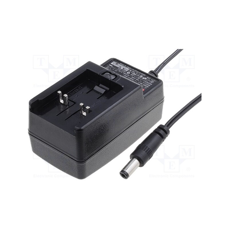 1 pcs x MEAN WELL - GE12I18-P1J - Power supply: switched-mode, plug, 18VDC, 0.83A, 15W, Out: 5,5/2,1