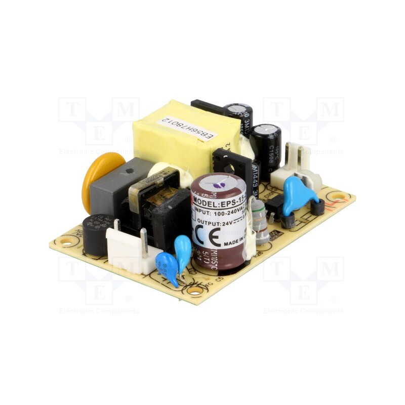 1 pcs x MEAN WELL - EPS-15-24 - Power supply: switched-mode, open, 15W, 120÷370VDC, 85÷264VAC