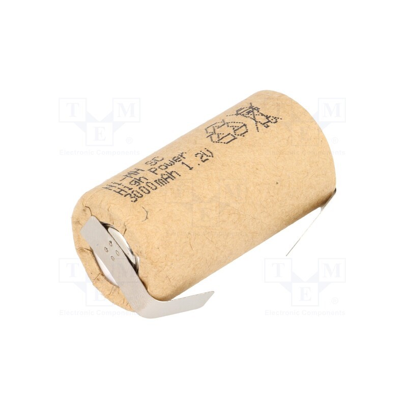 1 pcs x JJJ - J-SC3000X - Re-battery: Ni-MH, SubC, 1.2V, 3000mAh, soldering lugs, Ø22x44mm