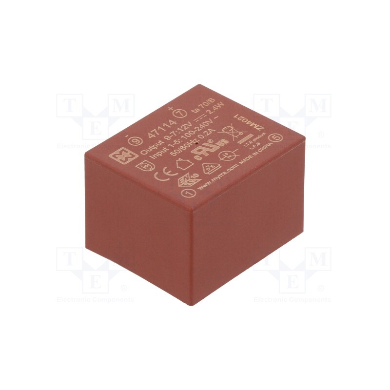 1 pcs x MYRRA - 47114 - Converter: AC/DC, 2.4W, 85÷265VAC, Usup: 120÷370VDC, Uout: 12VDC