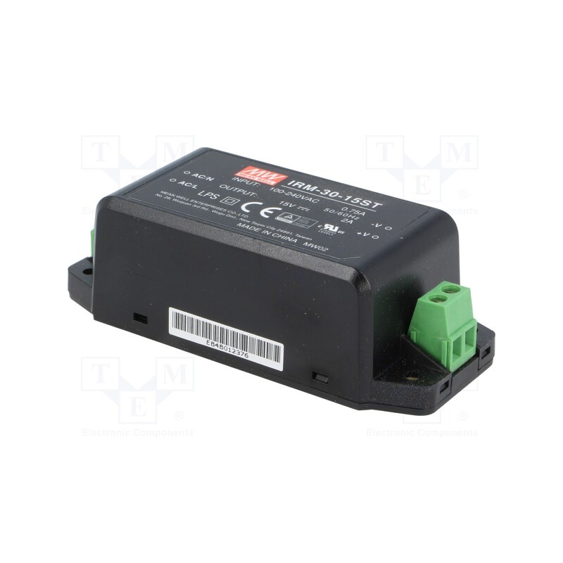 1 pcs x MEAN WELL - IRM-30-15ST - Power supply: switched-mode, for building in,modular, 30W, 15VDC