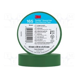 1 rol x 3M - 165GR5E - Tape: electrical insulating, W: 19mm, L: 20m, Thk: 0.15mm, green