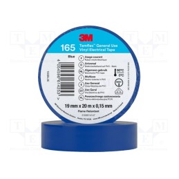 1 rol x 3M - 165BL5E - Tape: electrical insulating, W: 19mm, L: 20m, Thk: 0.15mm, blue, 200%