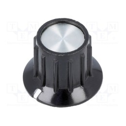 1 pcs x TE Connectivity - 1-1437624-0 - Knob, with flange, plastic, Øshaft: 6.35mm, Ø14.7x15mm, black, PKA