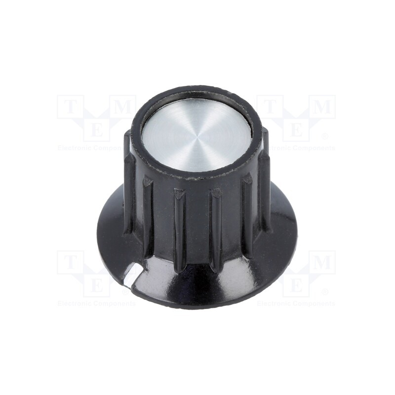 1 pcs x TE Connectivity - 1-1437624-0 - Knob, with flange, plastic, Øshaft: 6.35mm, Ø14.7x15mm, black, PKA