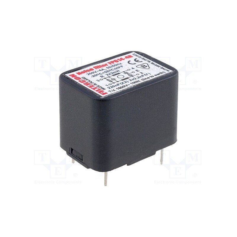 1 pcs x FILTERCON - 1FP614-4R - Filter: anti-interference, mains, 250VAC, Cx: 200nF, Cy: 2.5nF, THT